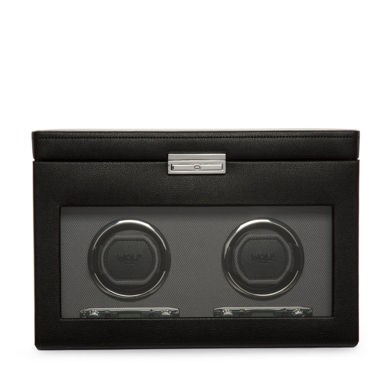 WOLF Viceroy 456202 - Double Watch Winder with Storage (Black)