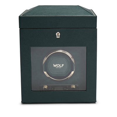 WOLF British Racing Green 792141 - Single Watch Winder with Cover and Storage (Green)