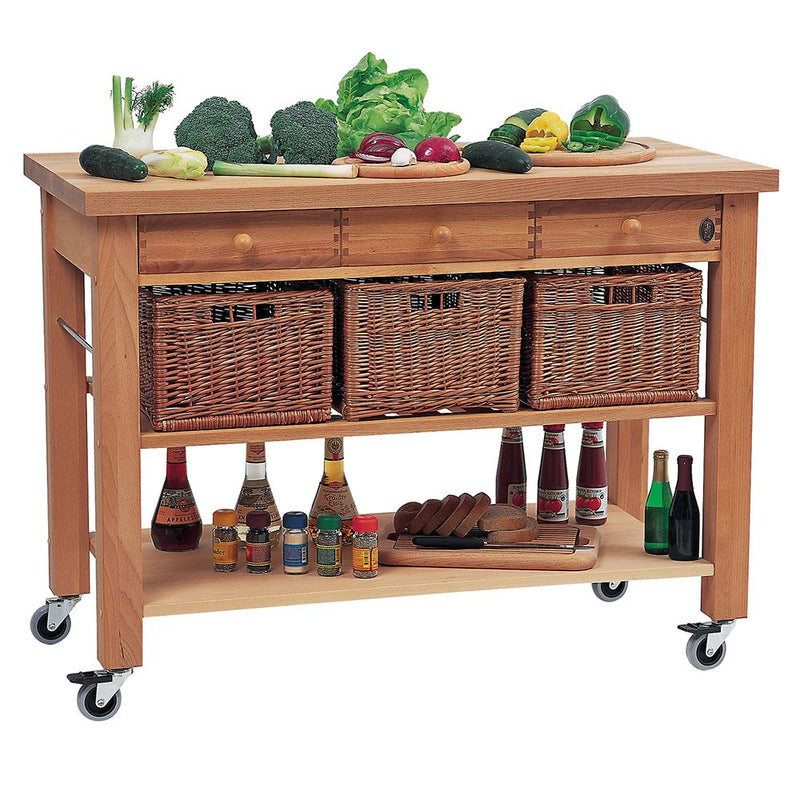 Eddingtons Lambourn Three Drawer Wooden Trolley with Three Baskets 120cm (Deliv. up to 28-day)