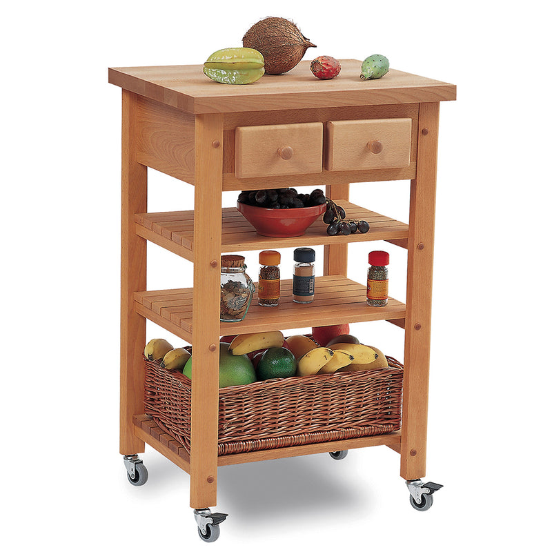 Eddingtons Highclere Two Drawer Wooden Trolley with Basket 55cm (Deliv. up to 28-day)