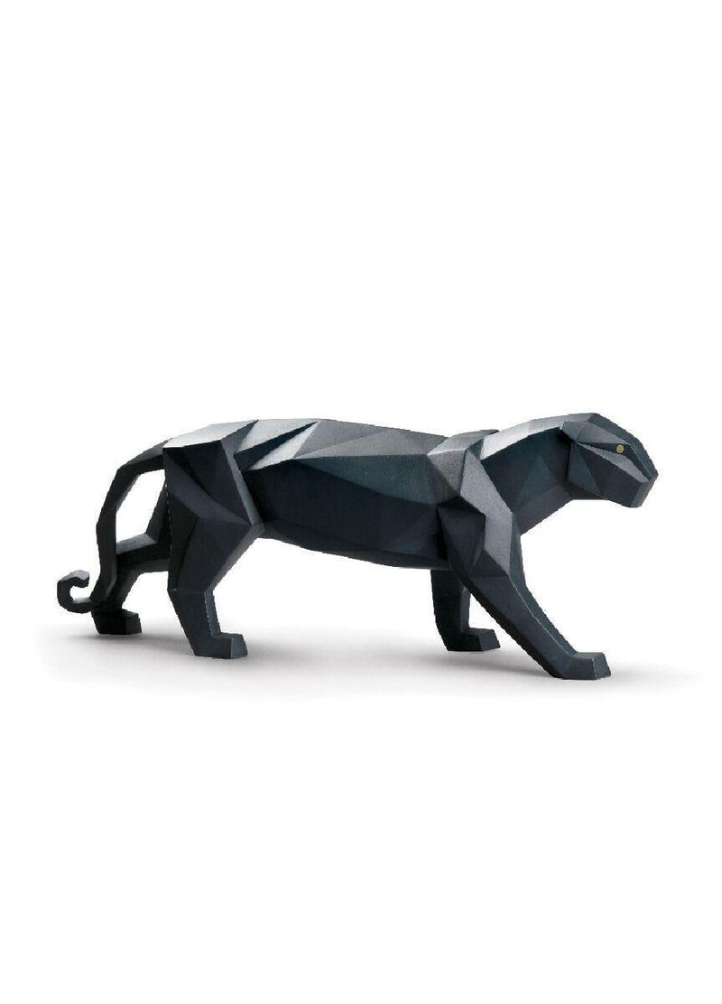 Lladró Panther Porcelain Figurine Matte Black