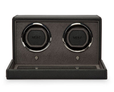 WOLF Cub 461203 - Double Watch Winder with Cover (Black)