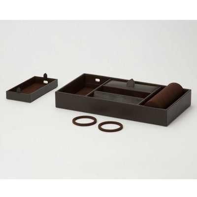 WOLF 306406 Blake Valet Tray with Watch Cuff Brown Pebble Leather