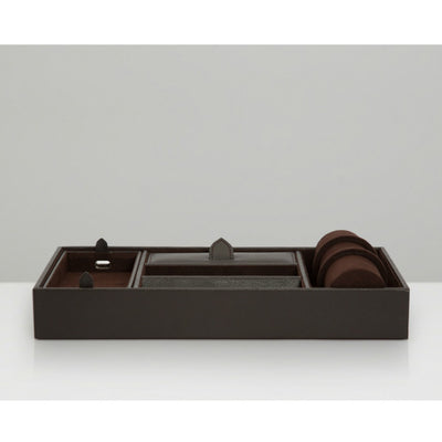 WOLF 306406 Blake Valet Tray with Watch Cuff Brown Pebble Leather