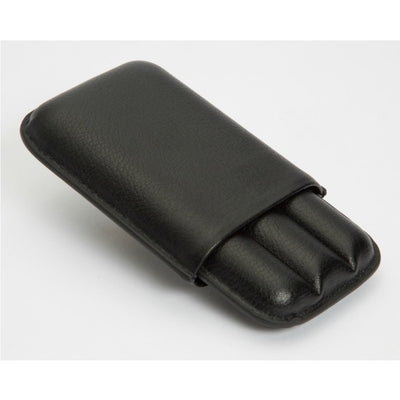 WOLF 306602 Blake 3 Piece Cigar Case Black/Grey Pebble Leather