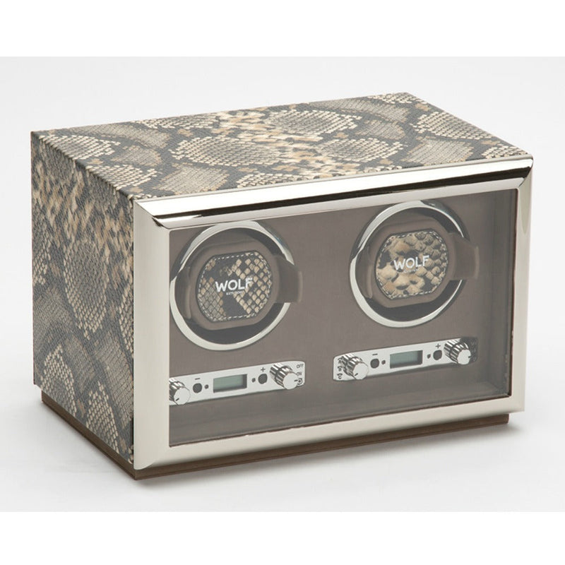 WOLF Exotic 461822 - Double Watch Winder in Tan Leather