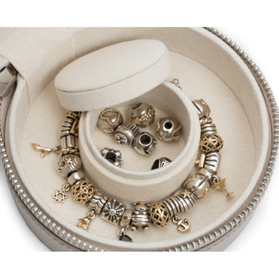 WOLF 392321 Sophia Round Mini Travel Zip Jewellery Case Mink