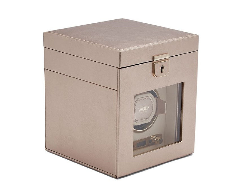 WOLF Palermo 213716 - Single Watch Winder with Cover and Storage (Rose Gold)