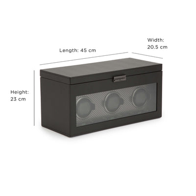 WOLF Axis 469403 - Triple Watch Winder with Storage Powder Coat (Black)