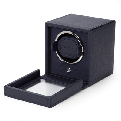 WOLF Cub 461117 - Single Watch Winder with Cover (Navy Blue)