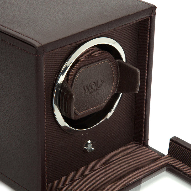 WOLF Cub 461106 - Single Watch Winder with Cover (Brown)