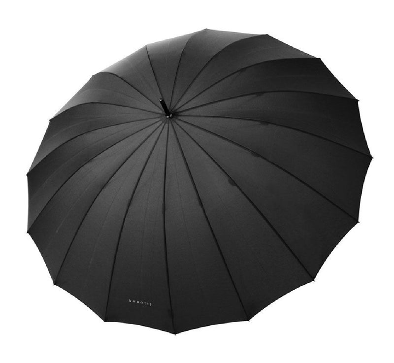 Bugatti Doorman Stick Umbrella with Wooden Handle - Black