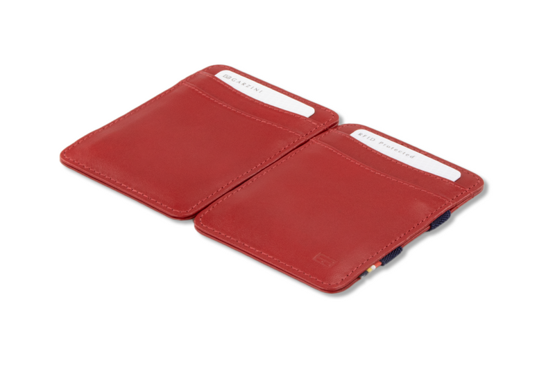 Front and back view of the Urban  Magic Wallet in Red-Blue.
