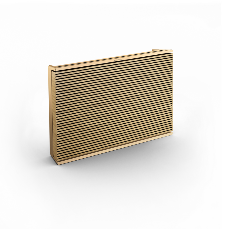 Bang & Olufsen Beosound Level Portable Wi-Fi Speaker Gold Tone and Light Oak