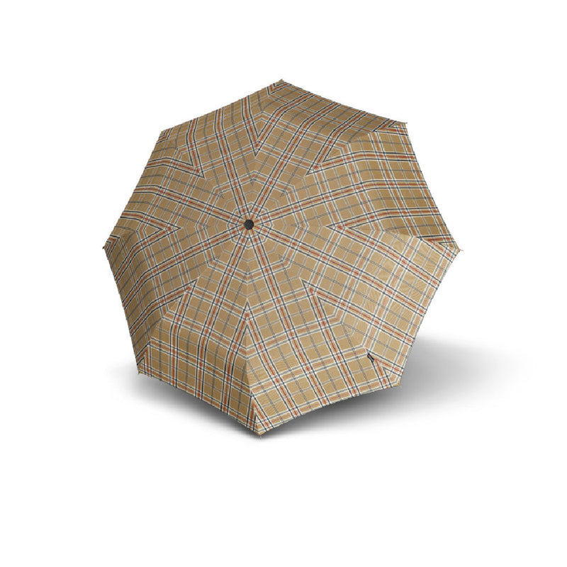 Knirps T.200 Medium Duomatic Folding Umbrella - Check Beige