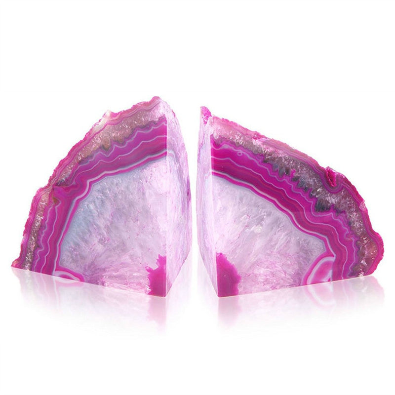 British Fossils Agate Bookends - Pink by Burton Blake