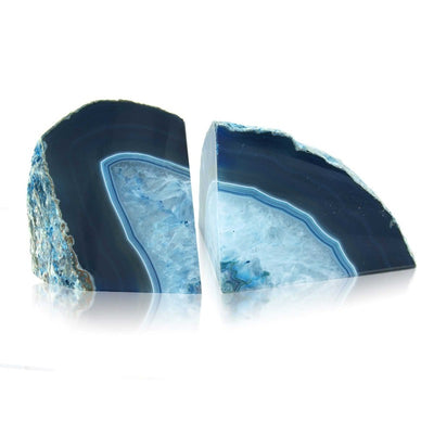 British Fossils Agate Bookends - Blue by Burton Blake