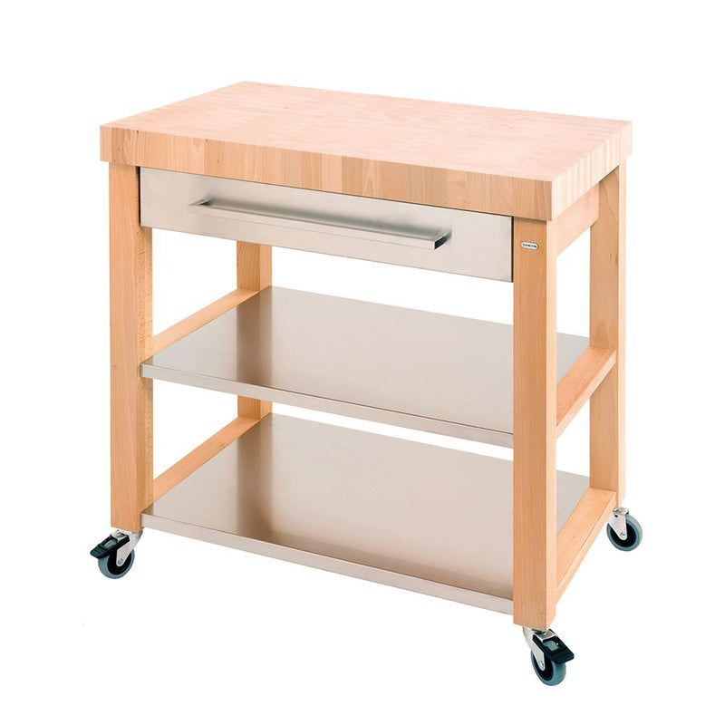 Eddingtons Chilton Single Drawer Wooden and Stainless Steel Trolley 90cm (Deliv. up to 28-day)