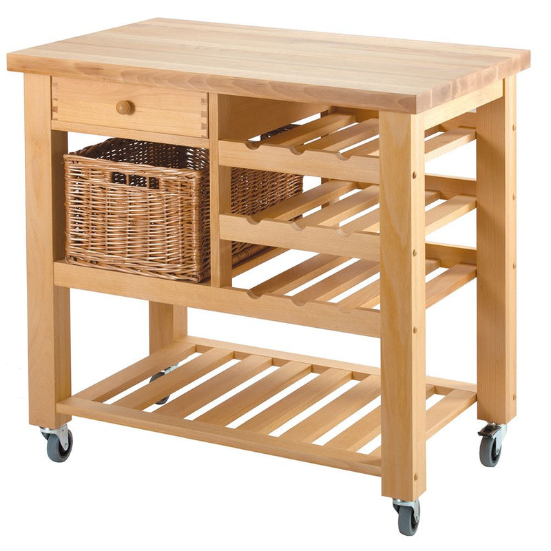 Eddingtons Lambourn One Drawer Wooden Trolley with Wine Rack 90cm (Deliv. up to 28-day)