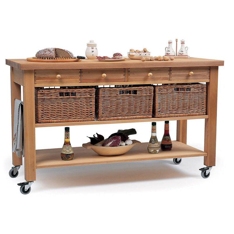 Eddingtons Lambourn Four Drawer Wooden Trolley with Three Baskets 150cm (Deliv. approx 28-days)