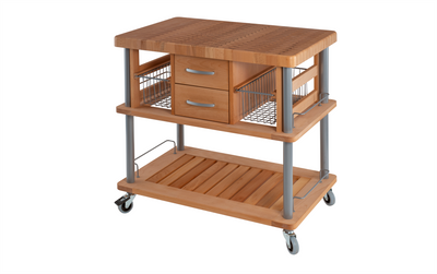 Eddingtons Aldbourne Wooden and Stainless Steel Trolley 90cm (Deliv. up to 28-day)