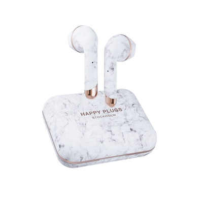 Happy Plugs Air 1 Plus True Wireless Earbuds (White Marble)