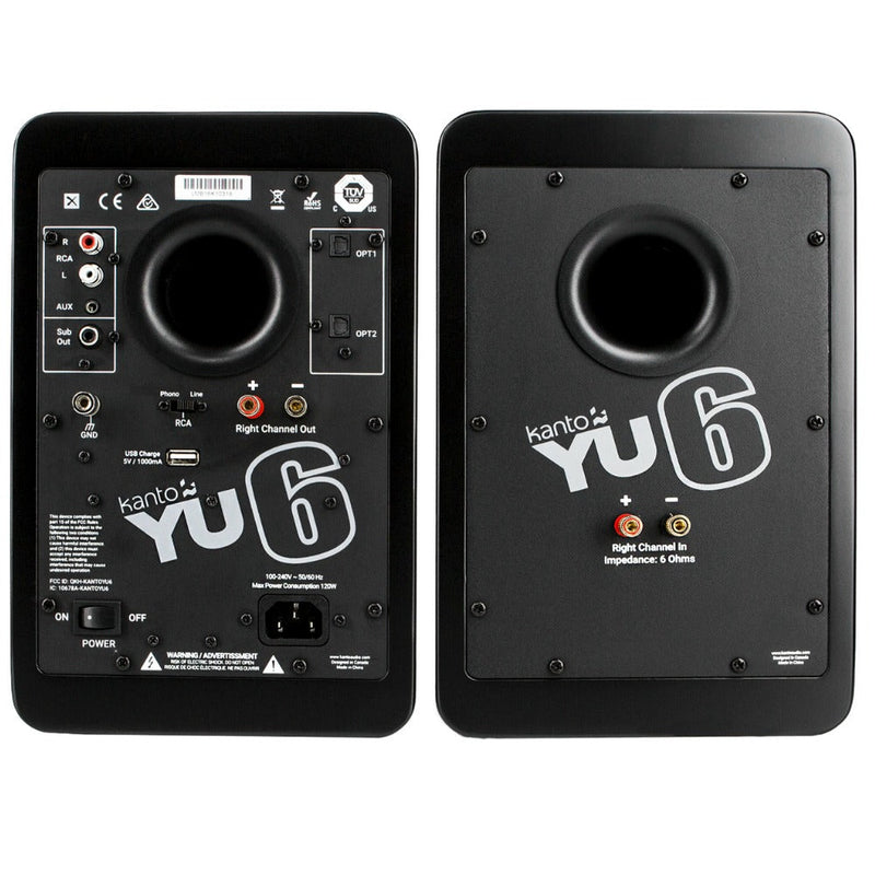 Kanto YU6 Powered Bookshelf Bluetooth Speakers Matte Black