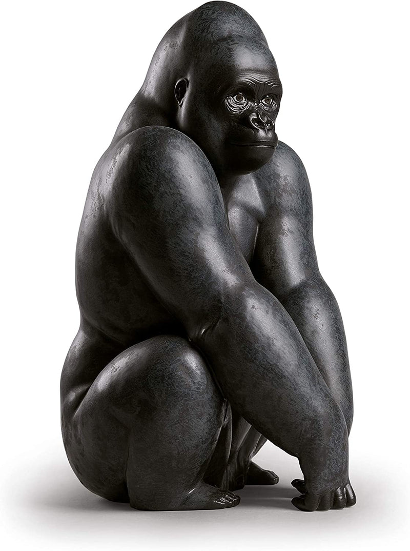 Lladró Gorilla Porcelain Figurine Black