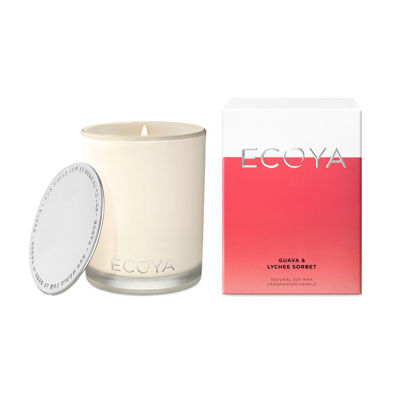 Ecoya Madison Jar Soy Wax Luxury Scented Candle 400g - Guava and Lychee