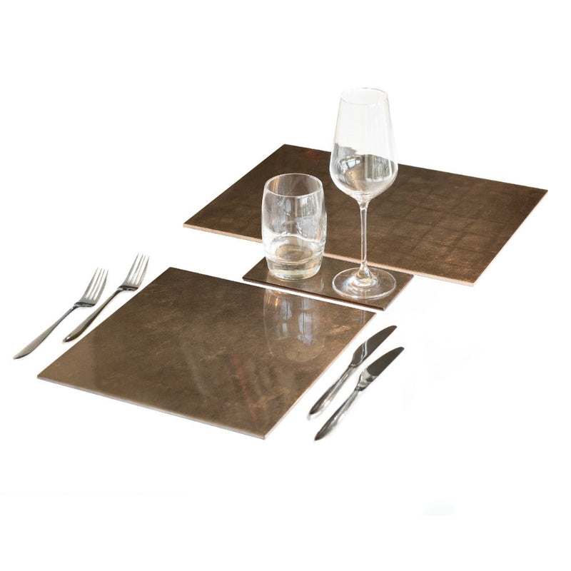 Posh Trading Company Placemat Silver Leaf in Taupe