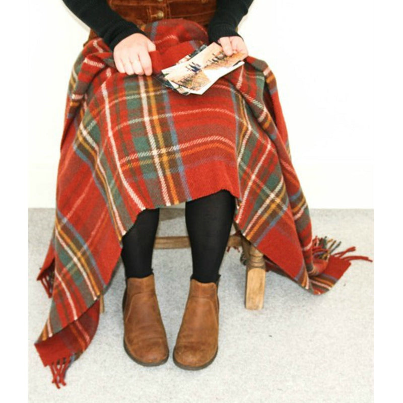 Tweedmill Jura Tartan Knee Rug Pure Natural Wool Antique Royal Stewart 70 x 183cm