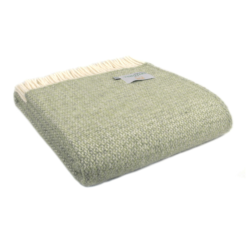 Tweedmill Illusion Pure New Wool Throw 150 x 183cm (Green and Grey)