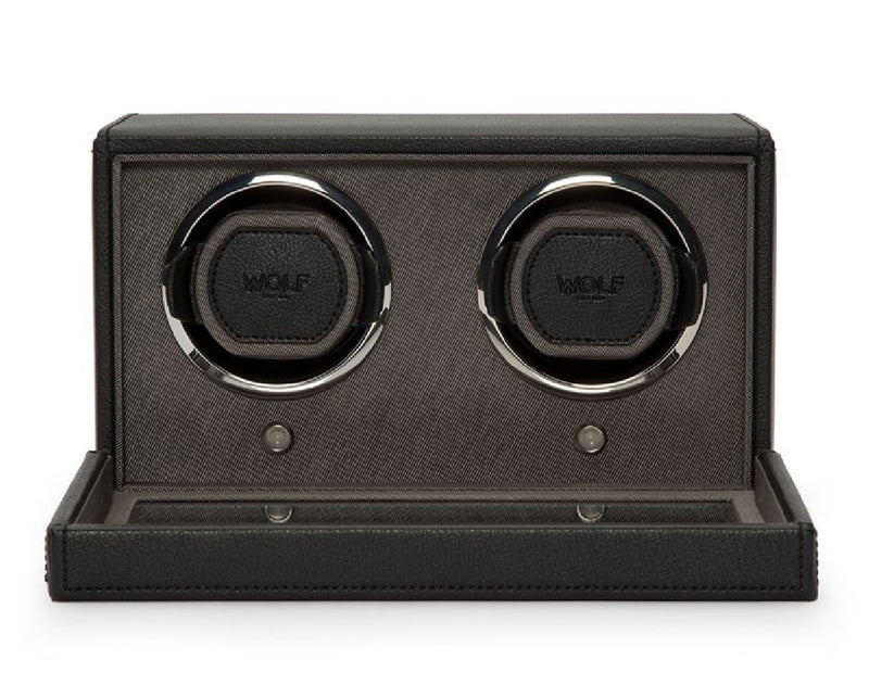 WOLF Cub 461203 - Double Watch Winder with Cover (Black)
