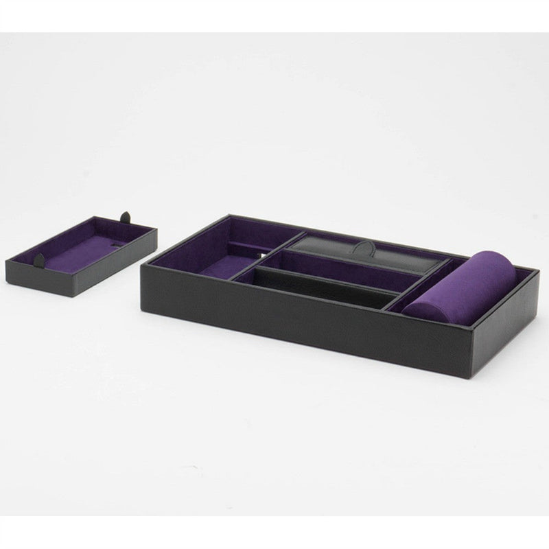 WOLF 306428 Blake Valet Tray with Watch Cuff - Black Pebble