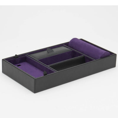 WOLF 306428 Blake Valet Tray with Watch Cuff - Black Pebble