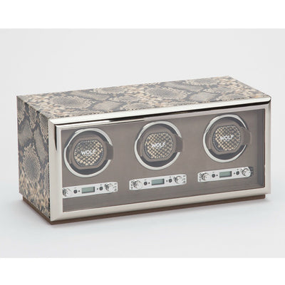 WOLF Exotic 461922 - Triple Watch Winder in Tan Leather