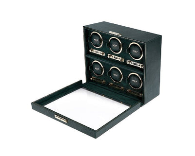 WOLF British Racing Green 792441 - 6 Piece Watch Winder with Cover (Green)
