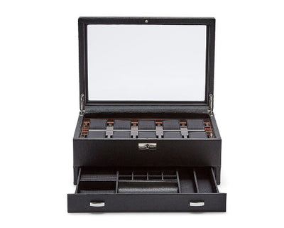 WOLF 477656 Roadster 10 Piece Watch Box With Drawer (Black)