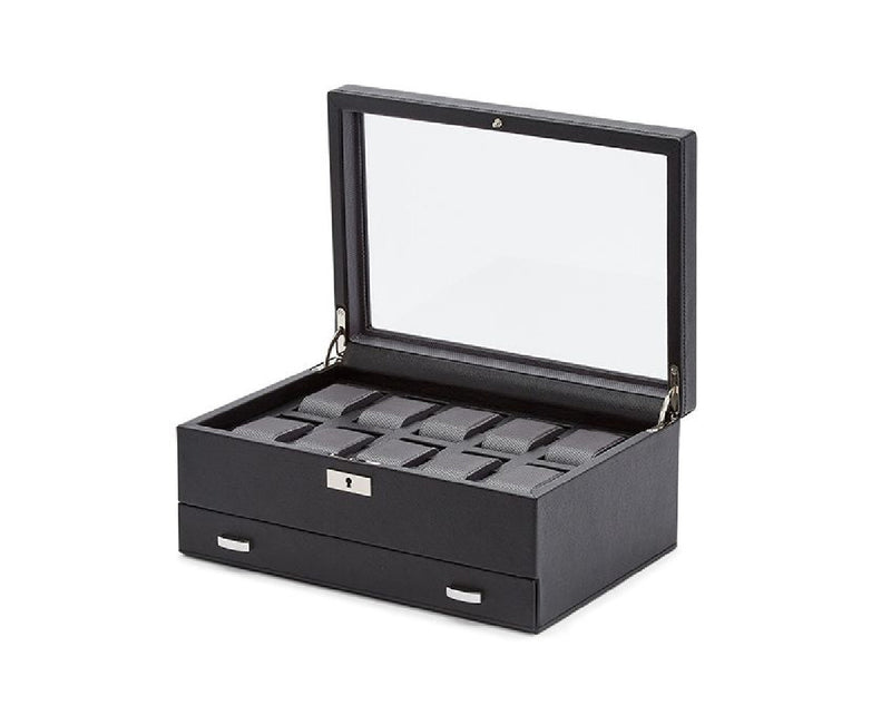 WOLF 466202 Viceroy 10 Piece Watch Box With Drawer (Black)