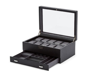 WOLF 466202 Viceroy 10 Piece Watch Box With Drawer (Black)