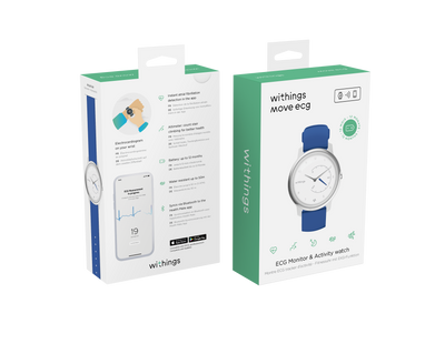 Withings Move ECG Activity and Sleep Watch with ECG Monitor 38mm (White and Blue)