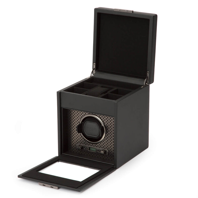 WOLF Axis 469203 - Single Watch Winder with Storage Powder Coat (Black)
