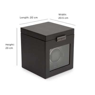 WOLF Axis 469203 - Single Watch Winder with Storage Powder Coat (Black) Dimensions