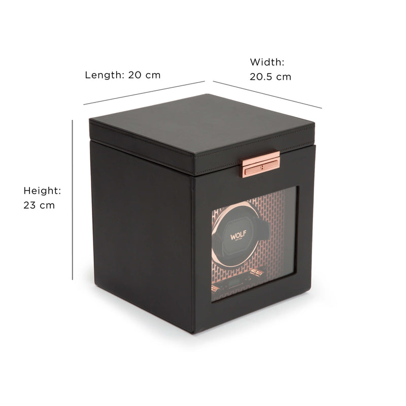 WOLF Axis 469216 - Single Watch Winder with Storage (Copper) by Burton Blake Dimensions