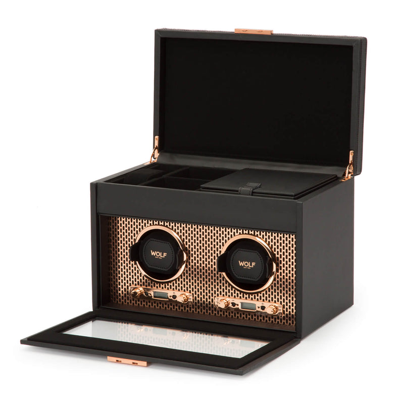 WOLF Axis 469316 - Double Watch Winder with Storage (Copper)