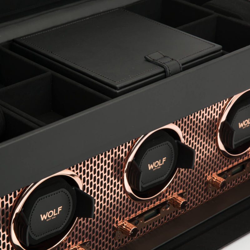 WOLF Axis 469416 - Triple Watch Winder with Storage (Copper)