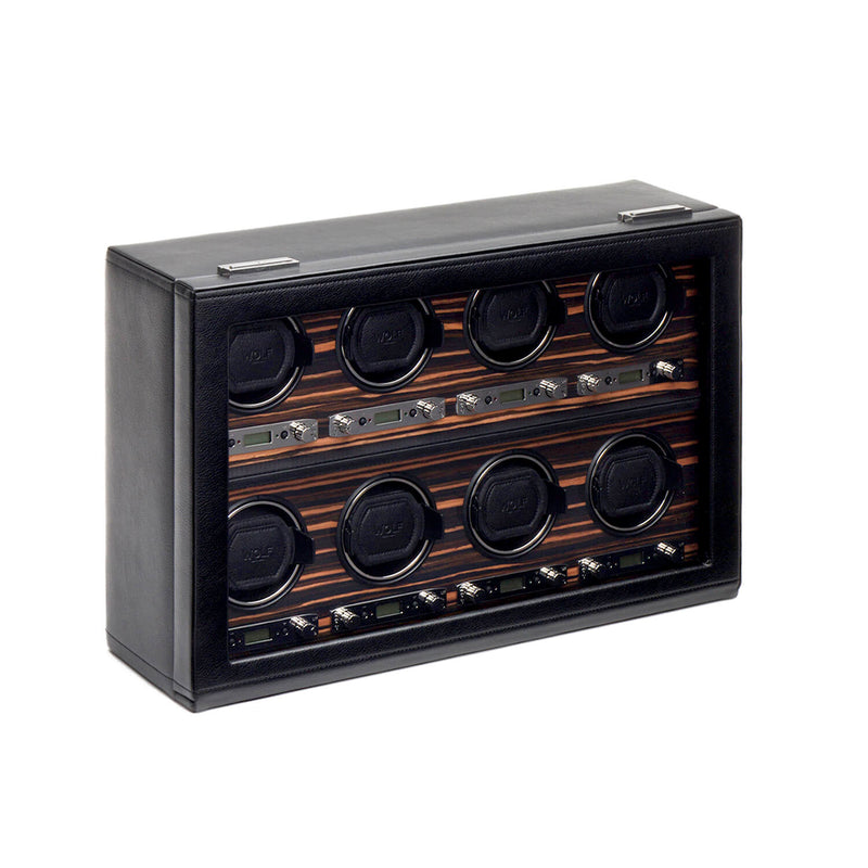 WOLF Roadster 459356 - 8 Piece Watch Winder Module 2.7 with Cover (Black)