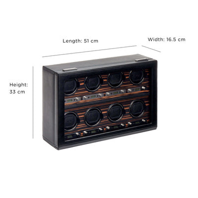 WOLF Roadster 459356 - 8 Piece Watch Winder Module 2.7 with Cover (Black)