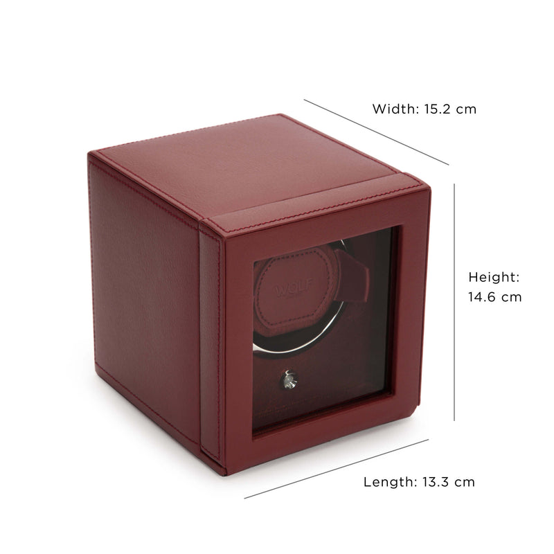 WOLF Cub 461126 - Single Watch Winder with Cover (Bordeaux)