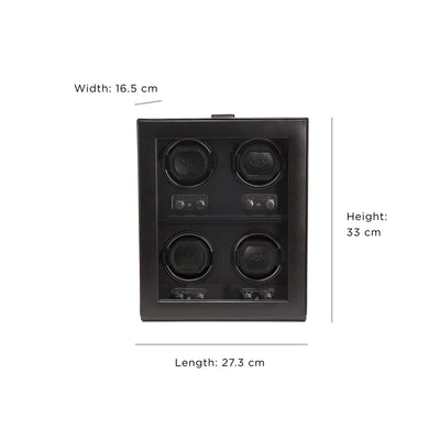 WOLF Heritage 270602 - Four Piece Watch Winder with Cover (Black)